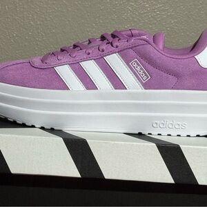 Adidas Lavender and White Platform Sneakers